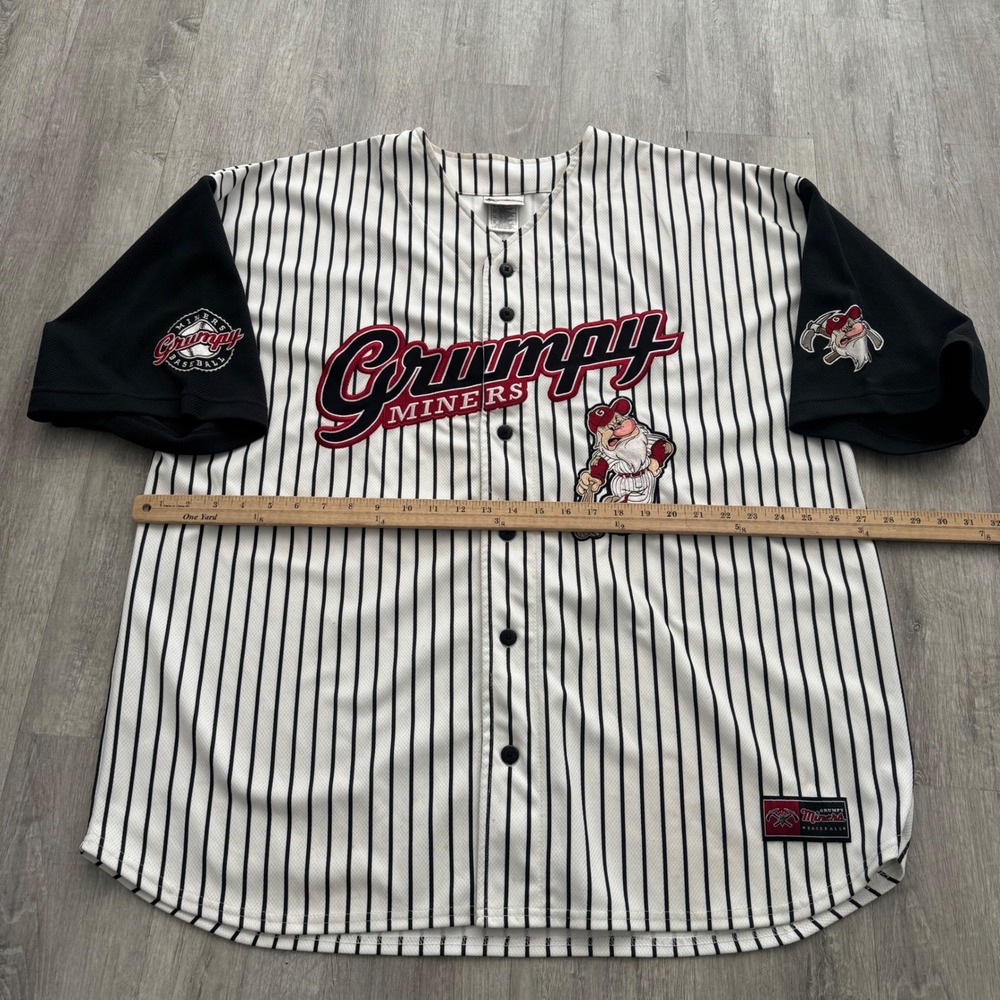 Disney Grumpy Miners Pinstripe Baseball Jersey - White, Black, Red - Picture 9 of 9